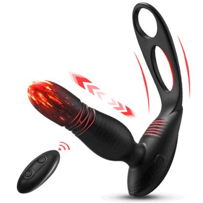 Buyging™ Low-noise 10 Thrusting 10 Vibrating Prostate Massager With Dual Cock Rings