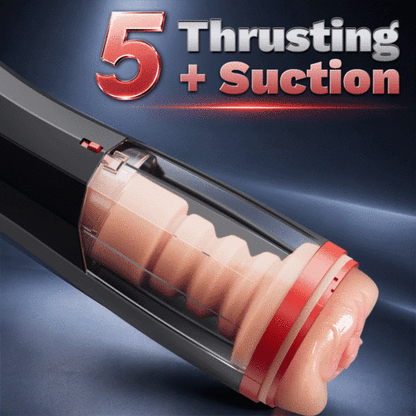 【Everted Fleshy Labia】ROKA- 5 in 1 Men Masturbaters 5 Thrusting+Suction 10 Vibration Removable Transparent Window