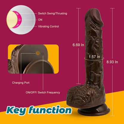 Jocko 8 Thrusting 8 Vibrating Swing Lifelike Wild Dildo 8.93 INCH
