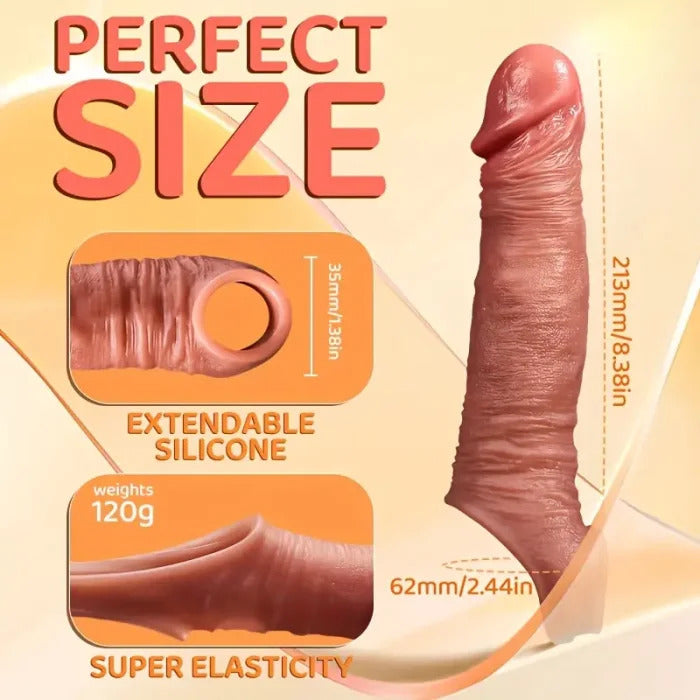 Sexoralab™ APP Controlled 9 Vibrating Penis Extender Sleeve With Cock Ring