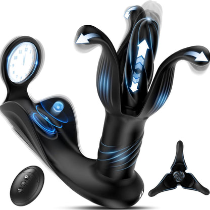 9 Tension Shock Flapping Thrusting Vibrating Cock Ring Anal Vibrator Dildo