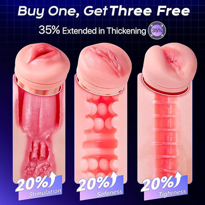 3 Sleeves Sets AI Sync Pocket Pussy Penis Pump with 9 Sucking & 9 Vibrating
