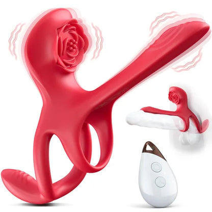 🎁2026 Epic Vibrating Couple Penis Sleeve💥- 😍5-in-1 Rose Love💖