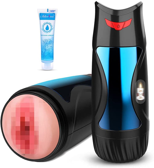 Electric Pocket Pussy Male Masturbator Cup - Adorime 3D Stroker with Realistic Vagina Texture for Men Solo Play Oragsm, Lifelike Masturbation Adult Sex Toys with 10 Intense Vibrating Modes & Clamping