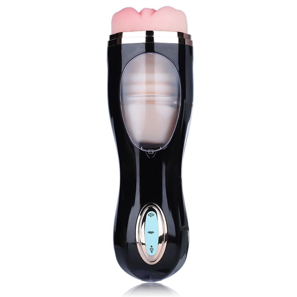 WANLE Vibrating Thrusting Suction Cup Pussy Male Masturbator