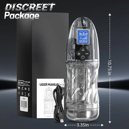 😍 2026 Hot-Selling New Masturbator 🚀 – 💋 Fully Transparent Vibrating, Sucking, and Moaning Male Masturbator 🎁