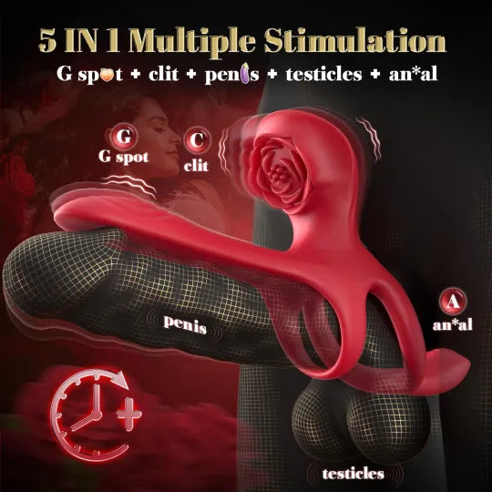🎁2026 Epic Vibrating Couple Penis Sleeve💥- 😍5-in-1 Rose Love💖