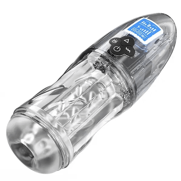 Fully Transparent Vibrating Sucking Voice Male Mechanical Stroker