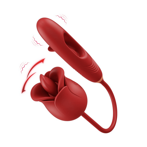 Sexoralab Cherry Red Dual Rotating Bead 10 Vibrating 6 Thrusting G Spot Vibrator