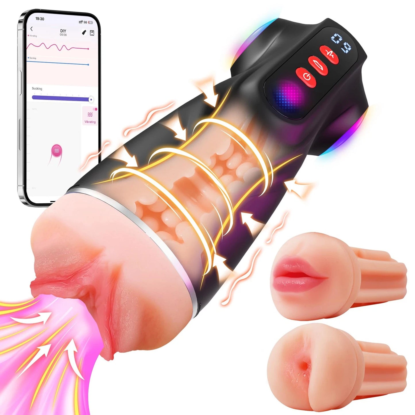3 Sleeves Sets AI Sync Pocket Pussy Penis Pump with 9 Sucking & 9 Vibrating